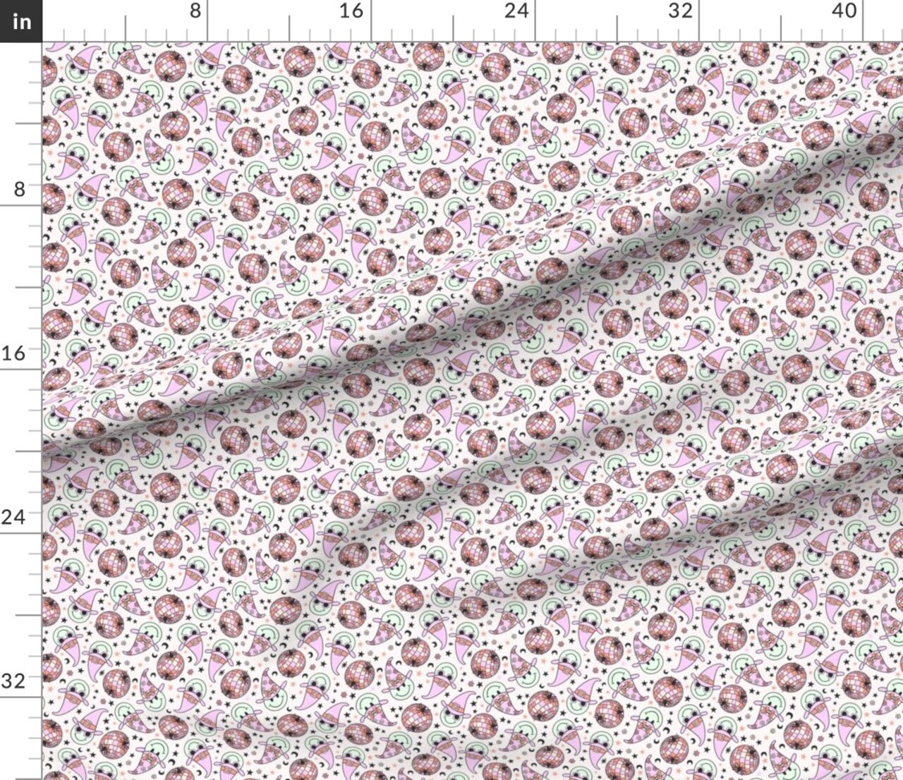 Witchy Halloween Disco Custom Printed Fabric by Spoonflower Various Fabrics by the Yard or Fat Quarter 13134965